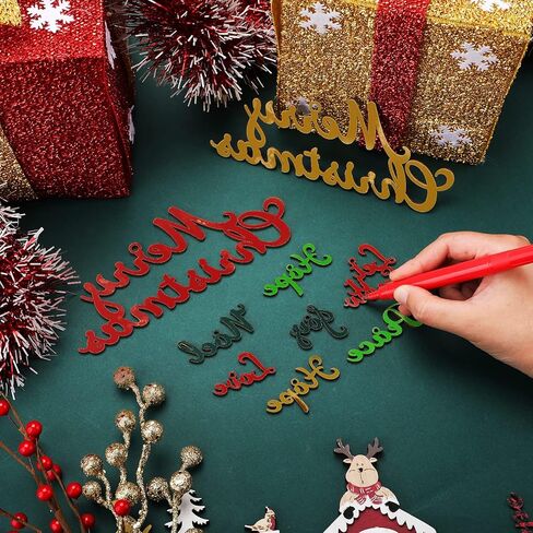 24 Pcs Christmas Wood Word Cutouts Christmas Hanging Craft Ornaments Word Sign Joy Merry Love Peace Believe Hope Word Sign Christmas Thankful Cutout for Christmas Tree Wall Home Decor in Kuwait