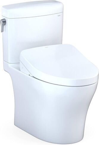 TOTO® WASHLET®+ Aquia IV® Cube مكون من قطعتين مزدوج التدفق 1.28 و0.9 GPF مرحاض مع مقعد بيديت S550e ذو تدفق تلقائي، قطن أبيض - MW4363056CEMFGNA#01 in Saudi Arabia