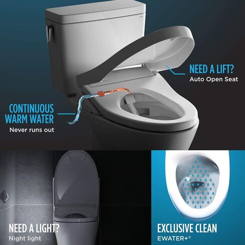 TOTO® WASHLET®+ Aquia IV® Cube مكون من قطعتين مزدوج التدفق 1.28 و0.9 GPF مرحاض مع مقعد بيديت S550e ذو تدفق تلقائي، قطن أبيض - MW4363056CEMFGNA#01 in Saudi Arabia