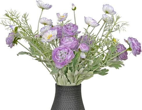 10pcs Mixed Blue Flowers Bouquet, Artificial Silk Ranunculus Silk Poppies and Fake Daisies Mixed Bouquet, Silk Flowers Arrangement for Home Table Office Wedding Decorations (Blue) in Saudi Arabia