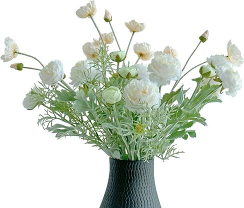 10pcs Mixed Blue Flowers Bouquet, Artificial Silk Ranunculus Silk Poppies and Fake Daisies Mixed Bouquet, Silk Flowers Arrangement for Home Table Office Wedding Decorations (Blue) in Saudi Arabia