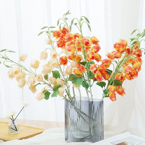 3Pcs Artificial Bluebell Silk Flower Outdoors Fake Plants Faux Plastic Flower for Home Office Decoration, Dining Table Centerpiece (Light Blue) in Saudi Arabia
