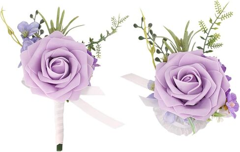 Burgundy Wrist Corsage and Boutonniere Set for Wedding Prom Homecoming Artificial Rose Flowers Men Groom Groomsmen Boutonniere and Women Gril Bridesmaids Wristlet Bracelet Suit Decor in Saudi Arabia