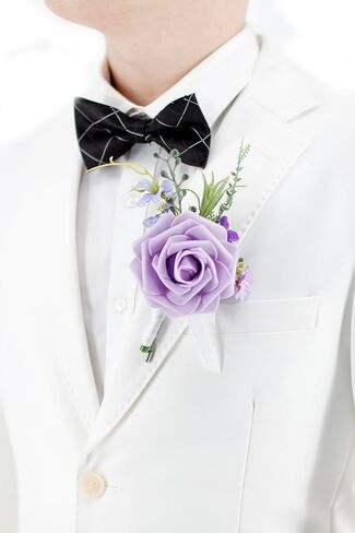 Burgundy Wrist Corsage and Boutonniere Set for Wedding Prom Homecoming Artificial Rose Flowers Men Groom Groomsmen Boutonniere and Women Gril Bridesmaids Wristlet Bracelet Suit Decor in Saudi Arabia