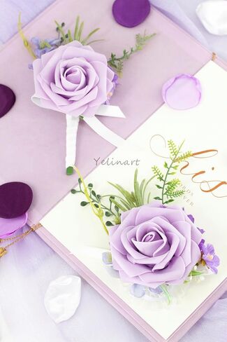 Burgundy Wrist Corsage and Boutonniere Set for Wedding Prom Homecoming Artificial Rose Flowers Men Groom Groomsmen Boutonniere and Women Gril Bridesmaids Wristlet Bracelet Suit Decor in Saudi Arabia