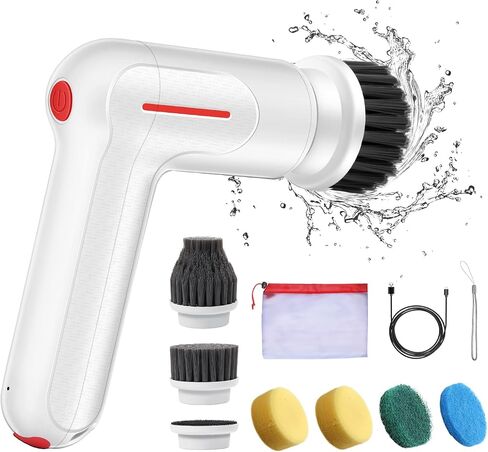 Electric Spin Scrubber, Electric Cleaning Brush with 6 Replaceable Brush Heads, Rechargeable Shower Scrubber for Bathroom, Cordless Power Scrubber for Cleaning Tub, Floor, Tile, Sink, Window in Saudi Arabia