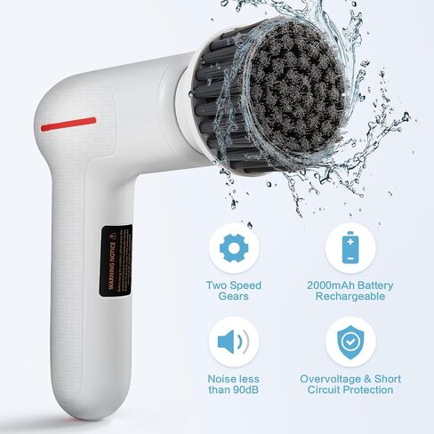 Electric Spin Scrubber, Electric Cleaning Brush with 6 Replaceable Brush Heads, Rechargeable Shower Scrubber for Bathroom, Cordless Power Scrubber for Cleaning Tub, Floor, Tile, Sink, Window in Saudi Arabia