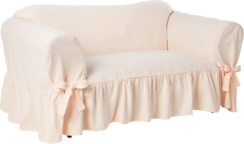 Classic Slipcovers WCD20AMYRFNAT loveseat slipcover, one Piece, Ruffled, Natural in Saudi Arabia