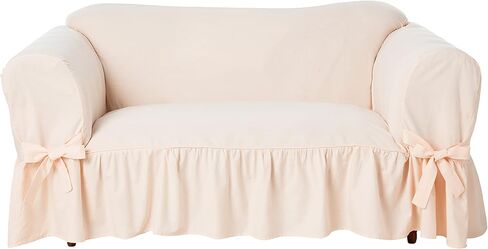 Classic Slipcovers WCD20AMYRFNAT loveseat slipcover, one Piece, Ruffled, Natural in Saudi Arabia