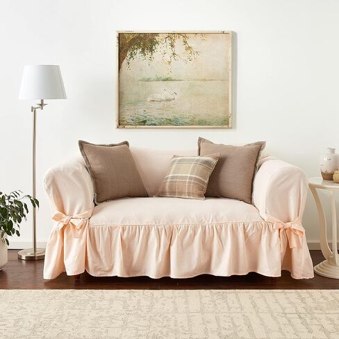 Classic Slipcovers WCD20AMYRFNAT loveseat slipcover, one Piece, Ruffled, Natural in Saudi Arabia