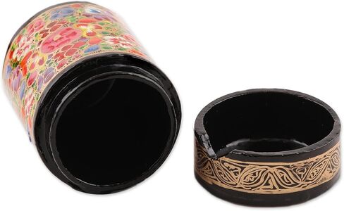 NOVICA Artisan Handmade Papier Mache Toothpick Holder Red Gold Floral Wood Woodpaper India Tableware Kitchen Accessories Storage 'Red Floral Beauty' (Multicolor) in Saudi Arabia
