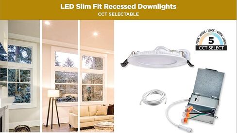 Topaz Round 4 Inch LED Recessed Retrofit Downlight, 7 W, Baffle Trim, 5CCT Selectable 2700K,3000K,3500K,4000K,5000K, White in Saudi Arabia