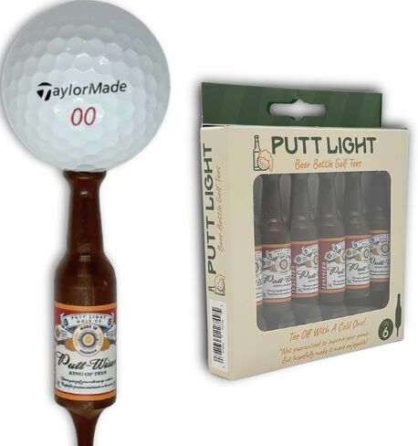 Beer Bottle Golf Tees, Virtually Unbreakable and Recyclable Plastic Golf Tee 6 Pack, Golf Gift for Men, Bachelor Party Novelty Gift, for Golfers,3-1/4" Tall (PuttWiser) in Saudi Arabia