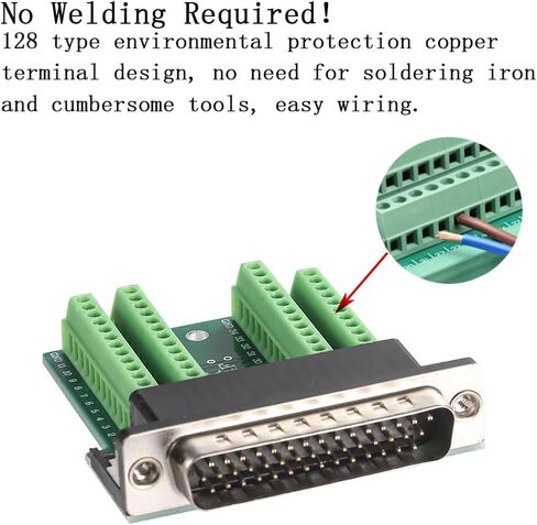DB44 Solderless Connector, Female RS232 D-SUB Serial to 44-pin Port Terminal Adapter Breakout Board with Case Long Bolts Tail Pipe in Saudi Arabia