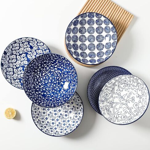 Selamica Porcelain 40oz Large Bowls 9 inch Big Pasta Salad Bowls, Microwave and Oven Safe, Vintage Blue, Set of 6 in Saudi Arabia