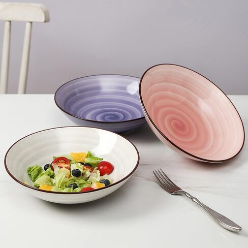 Selamica Porcelain 40oz Large Bowls 9 inch Big Pasta Salad Bowls, Microwave and Oven Safe, Vintage Blue, Set of 6 in Saudi Arabia