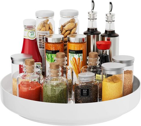 Ovicar Lazy Susan Turntable Organizer - 11 inch Rotating Spice Rack Metal Lazy Susan for Cabinet Pantry Kitchen Countertop Bathroom Refrigerator Table Storage, Black in Saudi Arabia