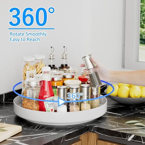 Ovicar Lazy Susan Turntable Organizer - 11 inch Rotating Spice Rack Metal Lazy Susan for Cabinet Pantry Kitchen Countertop Bathroom Refrigerator Table Storage, Black in Saudi Arabia