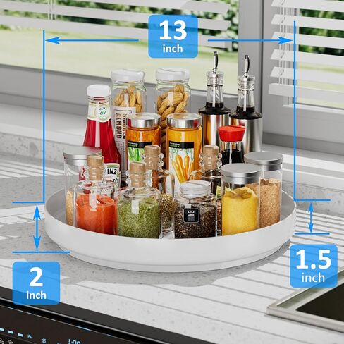 Ovicar Lazy Susan Turntable Organizer - 11 inch Rotating Spice Rack Metal Lazy Susan for Cabinet Pantry Kitchen Countertop Bathroom Refrigerator Table Storage, Black in Saudi Arabia