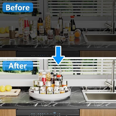 Ovicar Lazy Susan Turntable Organizer - 11 inch Rotating Spice Rack Metal Lazy Susan for Cabinet Pantry Kitchen Countertop Bathroom Refrigerator Table Storage, Black in Saudi Arabia
