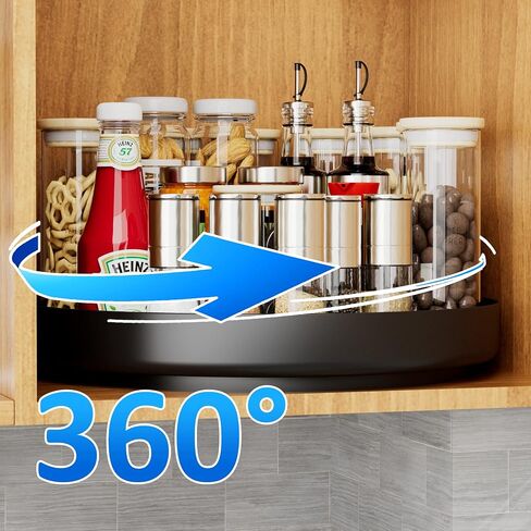 Ovicar Lazy Susan Turntable Organizer - 11 inch Rotating Spice Rack Metal Lazy Susan for Cabinet Pantry Kitchen Countertop Bathroom Refrigerator Table Storage, Black in Saudi Arabia