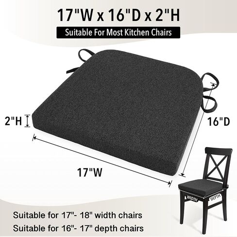 وسائد كرسي ترومليكس لكراسي الطعام، 4 عبوات من وسائد مقاعد المطبخ مع أربطة داخلية غير قابلة للانزلاق مقاس 17 × 16 بوصة من الكتان الخفيف in Kuwait