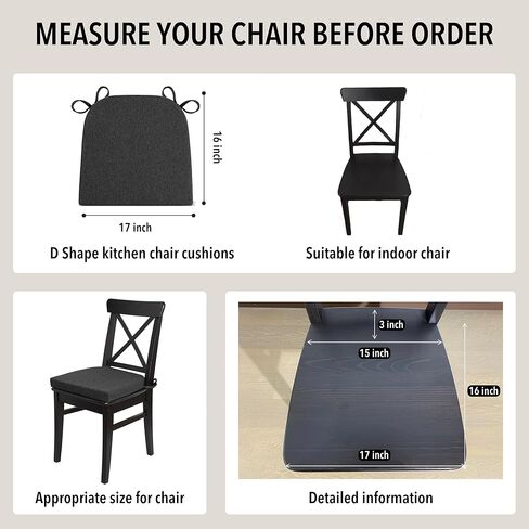 وسائد كرسي ترومليكس لكراسي الطعام، 4 عبوات من وسائد مقاعد المطبخ مع أربطة داخلية غير قابلة للانزلاق مقاس 17 × 16 بوصة من الكتان الخفيف in Kuwait