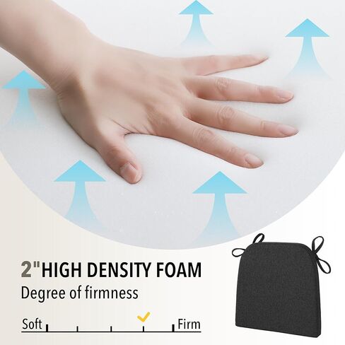 وسائد كرسي ترومليكس لكراسي الطعام، 4 عبوات من وسائد مقاعد المطبخ مع أربطة داخلية غير قابلة للانزلاق مقاس 17 × 16 بوصة من الكتان الخفيف in Kuwait