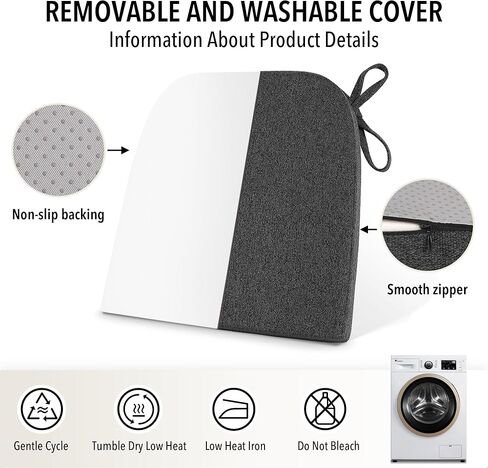 وسائد كرسي ترومليكس لكراسي الطعام، 4 عبوات من وسائد مقاعد المطبخ مع أربطة داخلية غير قابلة للانزلاق مقاس 17 × 16 بوصة من الكتان الخفيف in Kuwait