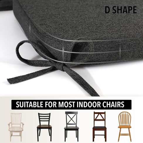 وسائد كرسي ترومليكس لكراسي الطعام، 4 عبوات من وسائد مقاعد المطبخ مع أربطة داخلية غير قابلة للانزلاق مقاس 17 × 16 بوصة من الكتان الخفيف in Kuwait