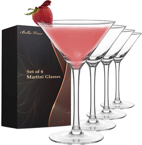 Set of 6 Margarita Glasses Martini Glasses, Whiskey, Gin, Tequila, Tall Cosmopolitan Glasses Bar Drinking Glasses Goblet Gift Set in Saudi Arabia
