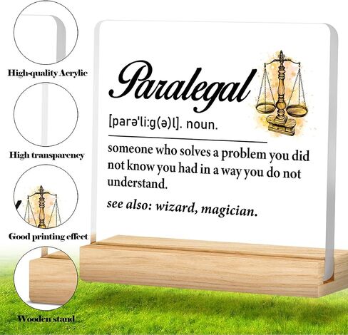 Paralegal Gift for Women, Paralegal Gift Ideas, Birthday Gift for Paralegal, Paralegal Definition Acrylic Desk Sign Office Decor in Saudi Arabia