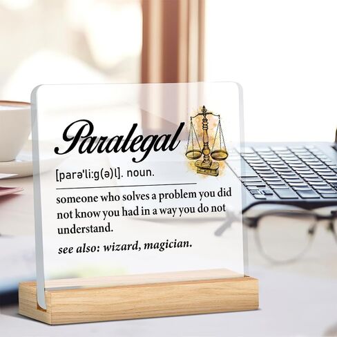 Paralegal Gift for Women, Paralegal Gift Ideas, Birthday Gift for Paralegal, Paralegal Definition Acrylic Desk Sign Office Decor in Saudi Arabia