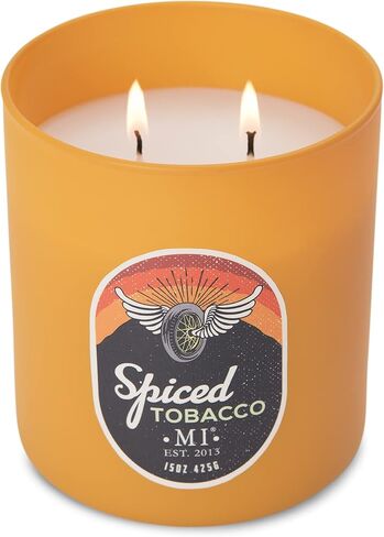 Manly Indulgence Citrus Teakwood Scented Jar Candle for Men, 2 Cotton Wick, All American Collection, Red, 15 oz - Up to 60 Hours Burn, Soy Blend Wax, USA Poured in Saudi Arabia