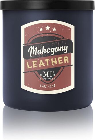 Manly Indulgence Citrus Teakwood Scented Jar Candle for Men, 2 Cotton Wick, All American Collection, Red, 15 oz - Up to 60 Hours Burn, Soy Blend Wax, USA Poured in Saudi Arabia