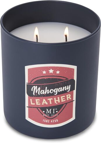 Manly Indulgence Citrus Teakwood Scented Jar Candle for Men, 2 Cotton Wick, All American Collection, Red, 15 oz - Up to 60 Hours Burn, Soy Blend Wax, USA Poured in Saudi Arabia
