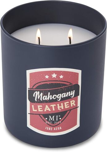 Manly Indulgence Citrus Teakwood Scented Jar Candle for Men, 2 Cotton Wick, All American Collection, Red, 15 oz - Up to 60 Hours Burn, Soy Blend Wax, USA Poured in Saudi Arabia