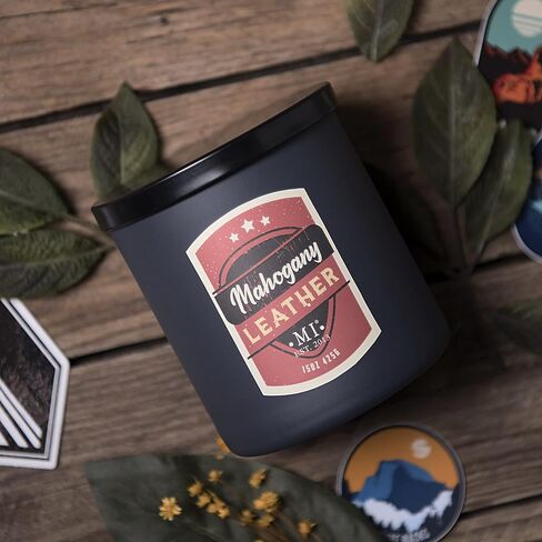 Manly Indulgence Citrus Teakwood Scented Jar Candle for Men, 2 Cotton Wick, All American Collection, Red, 15 oz - Up to 60 Hours Burn, Soy Blend Wax, USA Poured in Saudi Arabia