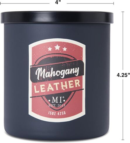 Manly Indulgence Citrus Teakwood Scented Jar Candle for Men, 2 Cotton Wick, All American Collection, Red, 15 oz - Up to 60 Hours Burn, Soy Blend Wax, USA Poured in Saudi Arabia
