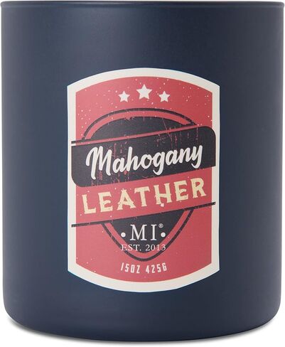 Manly Indulgence Citrus Teakwood Scented Jar Candle for Men, 2 Cotton Wick, All American Collection, Red, 15 oz - Up to 60 Hours Burn, Soy Blend Wax, USA Poured in Saudi Arabia
