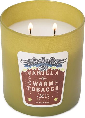 Manly Indulgence Citrus Teakwood Scented Jar Candle for Men, 2 Cotton Wick, All American Collection, Red, 15 oz - Up to 60 Hours Burn, Soy Blend Wax, USA Poured in Saudi Arabia