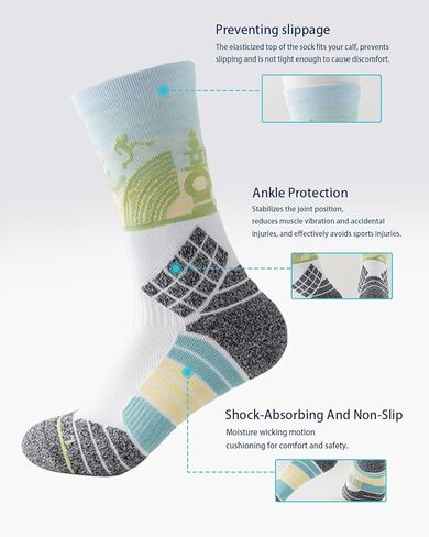 جوارب رياضية مضغوطة للرجال، جوارب رياضية مبطنة من النخبة لكرة السلة، جوارب للجري، 3 أزواج (9-13) in Kuwait