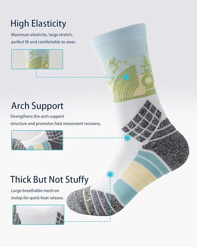 جوارب رياضية مضغوطة للرجال، جوارب رياضية مبطنة من النخبة لكرة السلة، جوارب للجري، 3 أزواج (9-13) in Kuwait