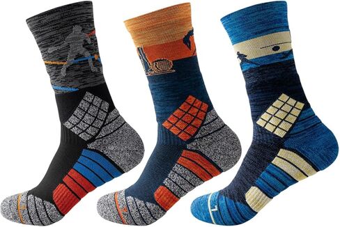 جوارب رياضية مضغوطة للرجال، جوارب رياضية مبطنة من النخبة لكرة السلة، جوارب للجري، 3 أزواج (9-13) in Kuwait