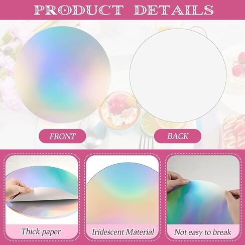 50 Pcs Iridescent Round Paper Placemat Bulk Disposable Iridescent Party Supplies Holographic Decorative Placemat for Mermaid Themed Events & Birthday or Wedding Party Decoration in Saudi Arabia