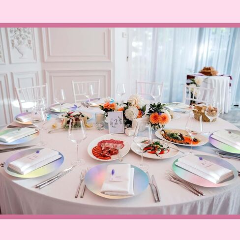 50 Pcs Iridescent Round Paper Placemat Bulk Disposable Iridescent Party Supplies Holographic Decorative Placemat for Mermaid Themed Events & Birthday or Wedding Party Decoration in Saudi Arabia