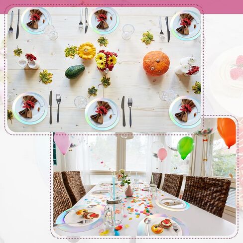 50 Pcs Iridescent Round Paper Placemat Bulk Disposable Iridescent Party Supplies Holographic Decorative Placemat for Mermaid Themed Events & Birthday or Wedding Party Decoration in Saudi Arabia