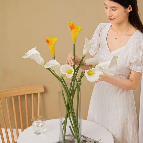XZJMY 3Pcs Artificial Calla Lily Flowers,25~27''Long Stem Calla Lilies Artificial Flower, Fake Latex Flowers for DIY Wedding Bouquet Party Home Decor(White) in Saudi Arabia