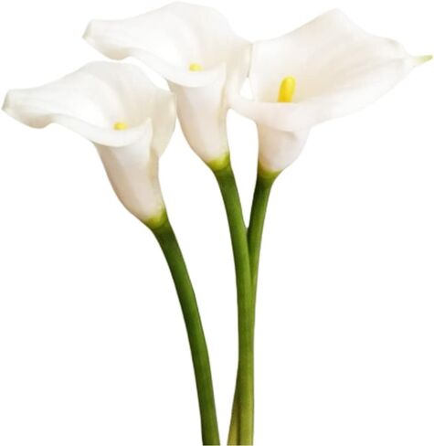 XZJMY 3Pcs Artificial Calla Lily Flowers,25~27''Long Stem Calla Lilies Artificial Flower, Fake Latex Flowers for DIY Wedding Bouquet Party Home Decor(White) in Saudi Arabia
