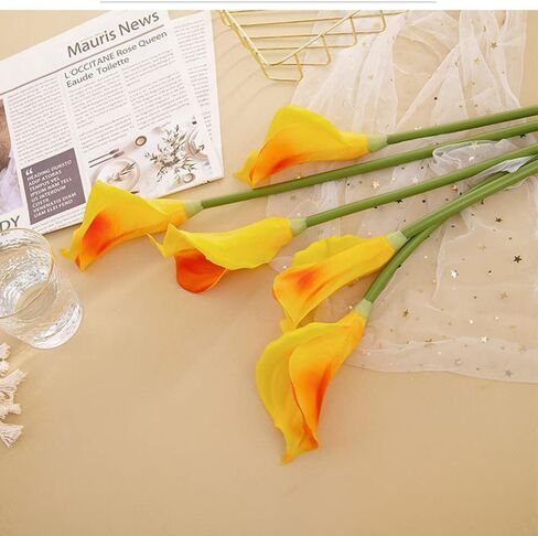 XZJMY 3Pcs Artificial Calla Lily Flowers,25~27''Long Stem Calla Lilies Artificial Flower, Fake Latex Flowers for DIY Wedding Bouquet Party Home Decor(White) in Saudi Arabia